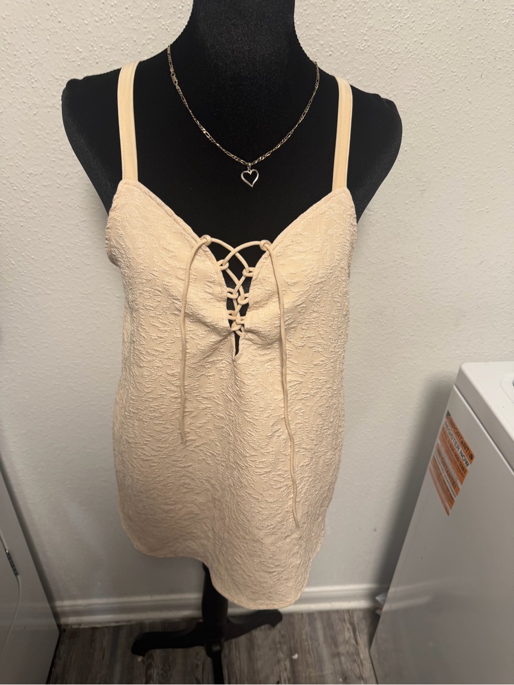Maurices Cream Lace-Up Textured Cami